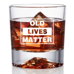 gifts for men dad, old lives matter whiskey glass, funny grandpa gag gift ideas for fathers day christmas birthday anniversary, unique him husband boyfriend adults old man bourbon scotch presents