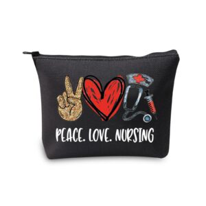 jxgzso nursing bag for nurses nursing work cosmetic bag peace love nursing makeup bag nursing school gift for graduation