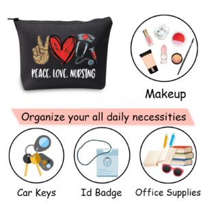 JXGZSO Nursing bag for nurses Nursing Work Cosmetic Bag Peace Love Nursing Makeup Bag Nursing School Gift For Graduation