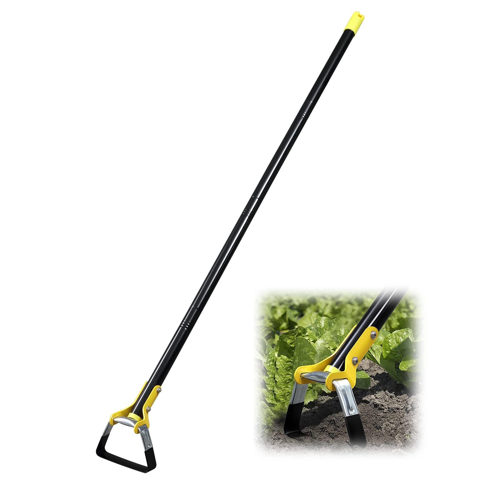 BsBsBest Scuffle Hoe Garden Tool, Stirrup Loop Hoe with 54 Inch Adjustable Long Hand, Great for Weeds in Backyard,Vegetable Garden