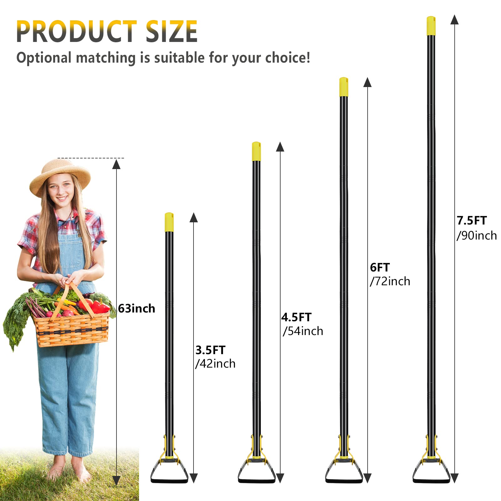 BsBsBest Scuffle Hoe Garden Tool, Stirrup Loop Hoe with 54 Inch Adjustable Long Hand, Great for Weeds in Backyard,Vegetable Garden