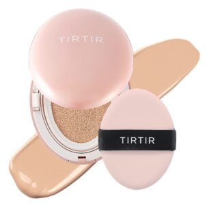 tirtir mask fit all cover pink cushion foundation | high coverage, semi-matte finish, lightweight, flawless, corrects redness, korean cushion, pack of 1 (0.63 oz.), 21n ivory