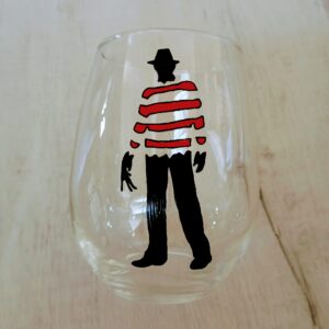 Freddy Krueger Silhouette Hand Painted Wine Glass/Nightmare on Elm Street