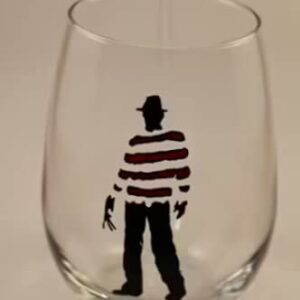 Freddy Krueger Silhouette Hand Painted Wine Glass/Nightmare on Elm Street