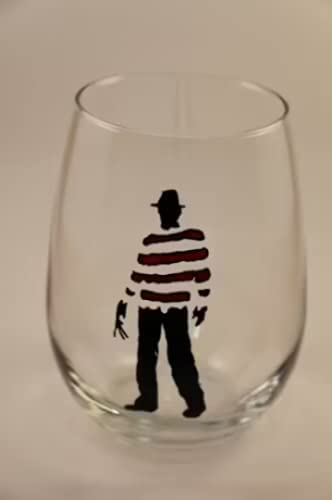 Freddy Krueger Silhouette Hand Painted Wine Glass/Nightmare on Elm Street