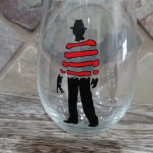 Freddy Krueger Silhouette Hand Painted Wine Glass/Nightmare on Elm Street