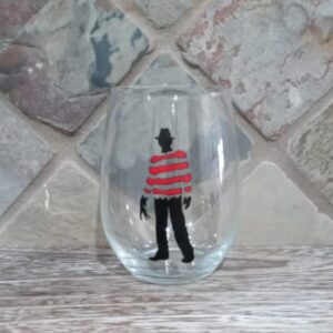 Freddy Krueger Silhouette Hand Painted Wine Glass/Nightmare on Elm Street