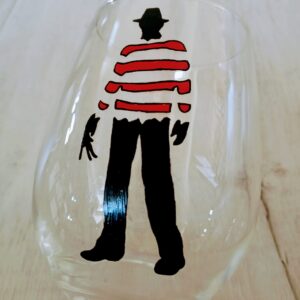 Freddy Krueger Silhouette Hand Painted Wine Glass/Nightmare on Elm Street