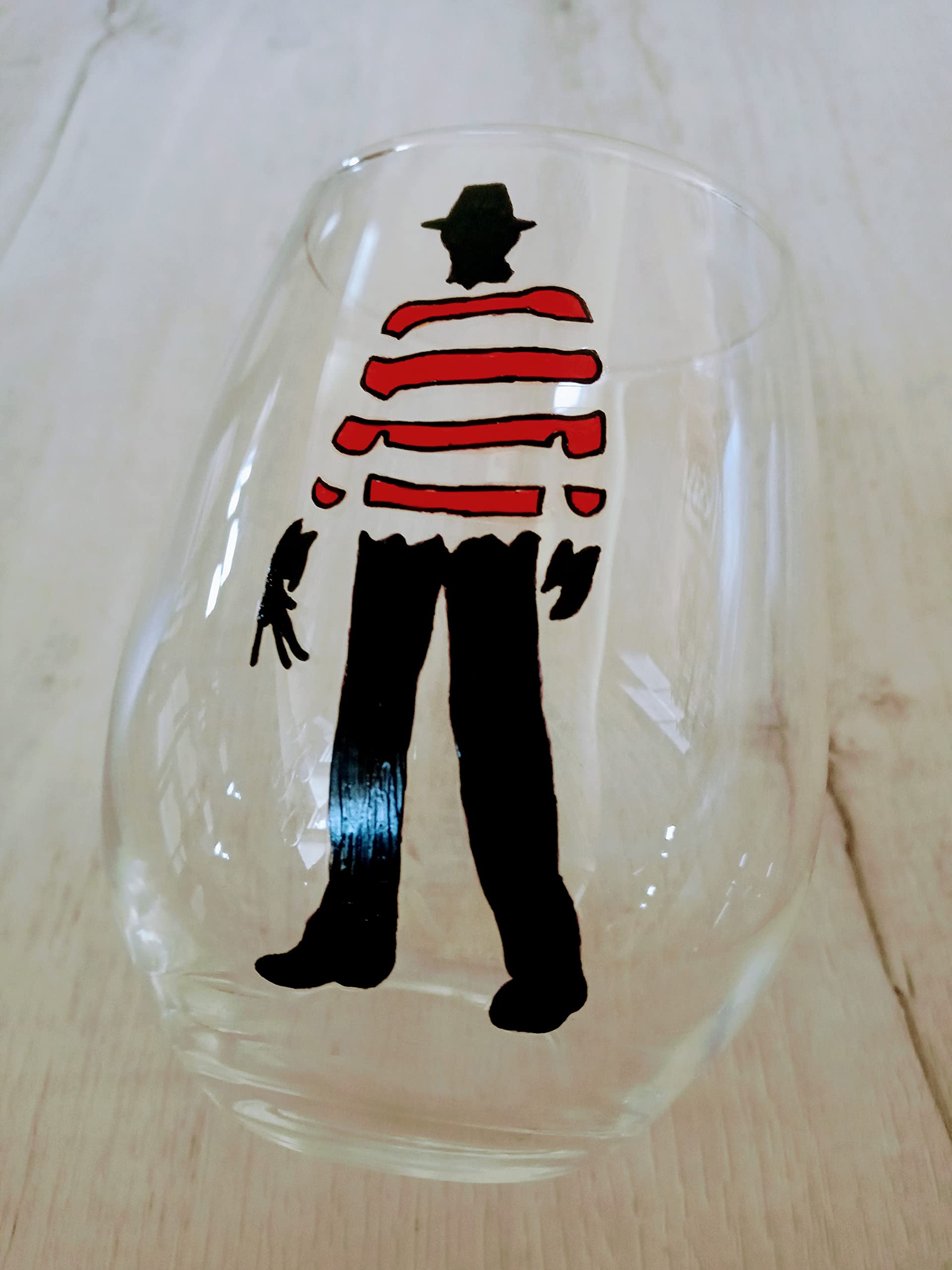 Freddy Krueger Silhouette Hand Painted Wine Glass/Nightmare on Elm Street