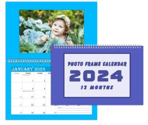2024 photo frame wall spiral-bound calendar (add your own photos) - 12 months desktop/wall calendar/planner - (geometrics edition #005)