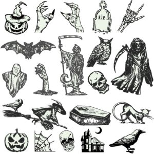 ooopsiun luminous halloween temporary tattoos for kids - 80 black styles glow in the dark halloween tattoos party favors decorations for boys gilrs