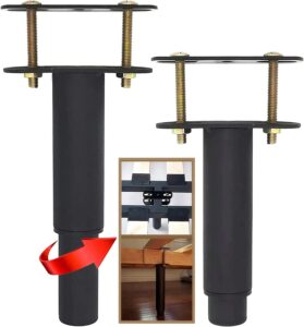 2pcs adjustable height center support leg for bed frame, bed frame support leg for wooden slats and metal bed frame for sofa cabinet replacement parts (height: 5.1 to 9.6 inch)