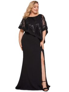 ever-pretty maxi plus size dress for women cape dress for black us18