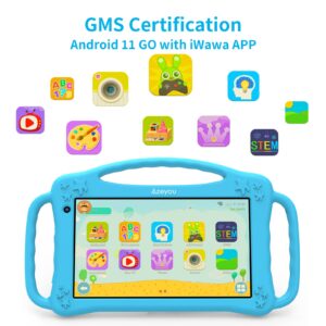 Azeyou Tablet 7 inch Android 11 Tablet for 2GB RAM & 32GB, Toddler Educational APPs & Games, Parental Control, K10 Tablet Blue