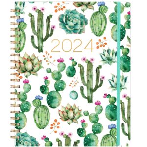 2024 planner - planner 2024, weekly & monthly planner, january 2024 - december2024, 9" x 11", thickened cover, twin - wire binding, monthly tabs, elastic closure