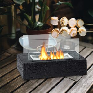 LIMOR Indoor Tabletop Fire Pit - Mini Table Top Firepit with Extinguishing Cover is Bio Ethanol Fireplace Home Decor and Outdoor Portable Table Top Fire Pit for Living Room Patio Backyard Balcony