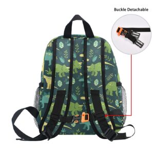 MCHIVER Dinosaur Kids Toddler Backpack for Boys Kindergarten Preschool Bookbag with Chest Clip Nursery Diaper Bag Medium