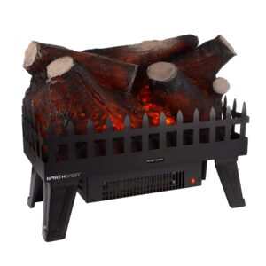 led electric log insert for fireplaces-heater with realistic energy efficient led glowing flame ember bed-home and hearth accessories by northwest