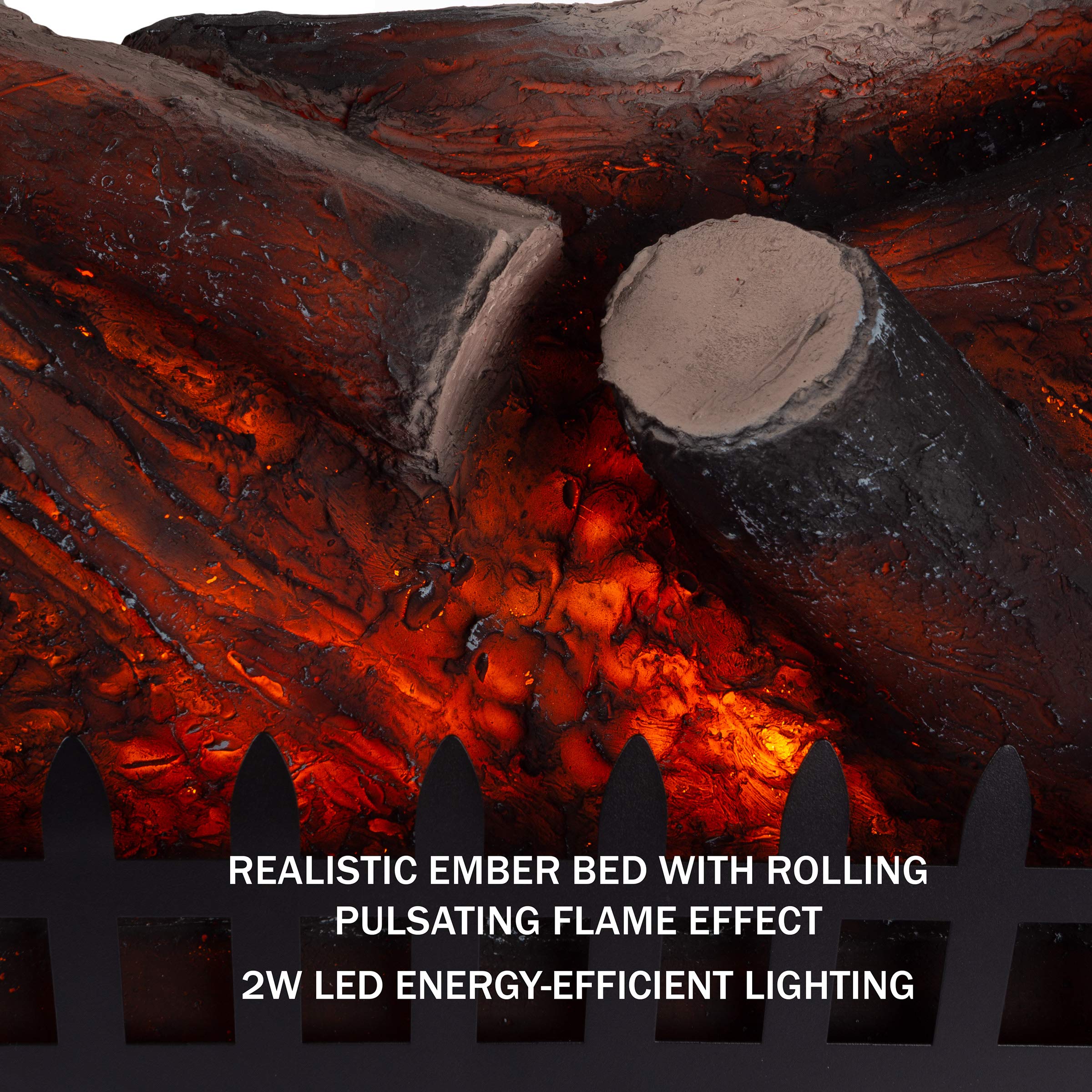 LED Electric Log Insert for Fireplaces-Heater with Realistic Energy Efficient LED Glowing Flame Ember Bed-Home and Hearth Accessories by Northwest