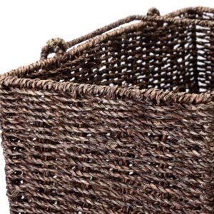 Villacera 14-Inch Wicker Stair Case Basket with Handles | Handmade Woven Seagrass in Brow