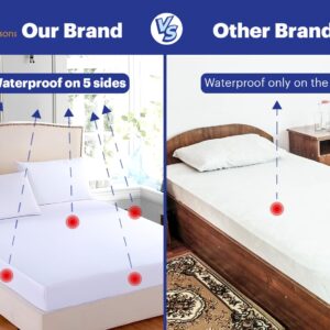 Split Queen Waterproof Mattress Protector 30" x 80" (2PCs) - Fitted Sheet Mattress Cover with Deep Pockets - Hypoallergenic, Breathable, Water Proof, Noiseless, Vinyl Free