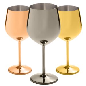 omagaa stainless steel wine glasses unbreakable wine glasses set of 2 stemmed outdoor wine glasses wedding glasses large black wine goblets polished glassware for pool/cocktail parties 18 oz