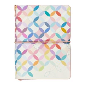 erin condren on the go folio - cover & protector - small holder case - protect planners & journals - great with petite planners & journals - elastic band - small, mid century circles