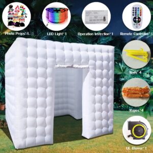 Xmaybang Inflatable Photo Booth Enclosure 2 Doors,with Led Light, Blower,for Advertising, Bars, Shopping Malls, Events, Trade Shows, Photo Booth Companies