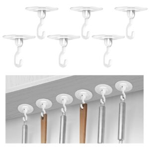 adhesive hooks hanging ceiling & wall: heavy duty damage-free no-drill removable self-stick wall hook 6pack white hanger plants lights bags towels clothes for doors cabinets showers bathrooms
