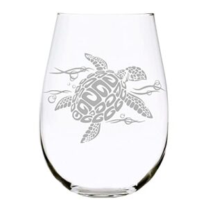 sea turtle stemless wine glass, 17 oz.