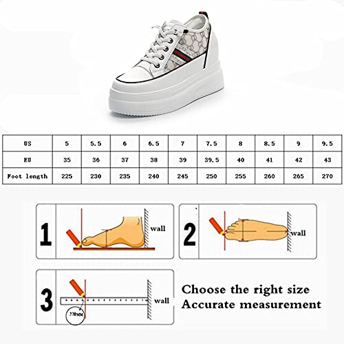 Women's Heighten Sneakers Breathable Mesh White Walking Shoes Outdoor Casual Footwear Thick-Sole（3.4 inch）