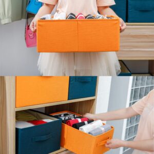 ALYER Collapsible Fabric Storage Organizer with Handles ,Shelf Bins Box Container for Bedroom Office Closet Babies Nursery Toys Books Clothes (Orange)