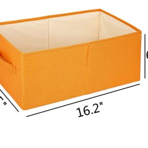 ALYER Collapsible Fabric Storage Organizer with Handles ,Shelf Bins Box Container for Bedroom Office Closet Babies Nursery Toys Books Clothes (Orange)