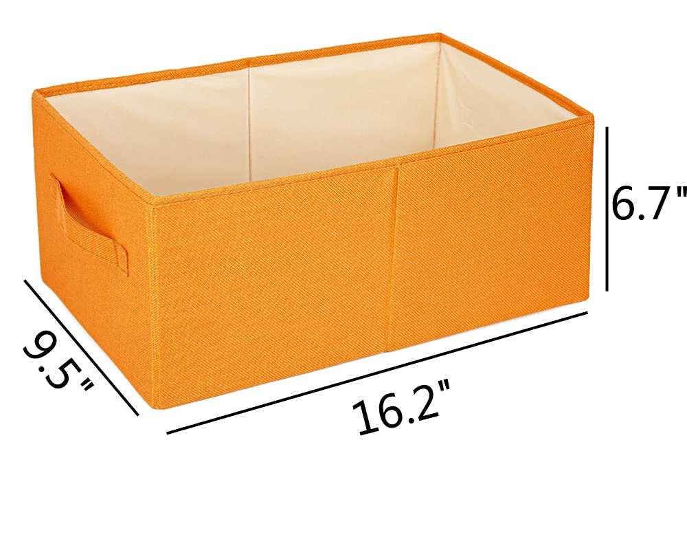 ALYER Collapsible Fabric Storage Organizer with Handles ,Shelf Bins Box Container for Bedroom Office Closet Babies Nursery Toys Books Clothes (Orange)