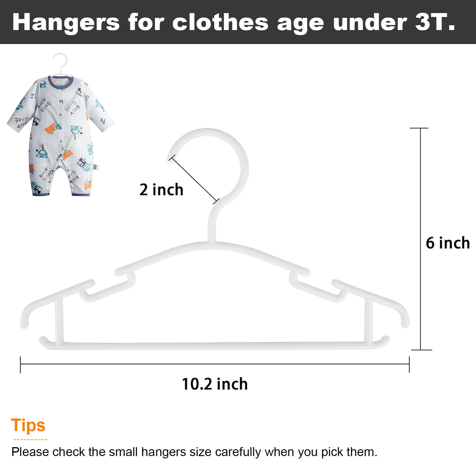 GoodtoU Kids Hangers 100 Pack Baby Hangers for Closet Toddler Hangers Plastic White Childrens Hangers Small Hangers 10.24inch