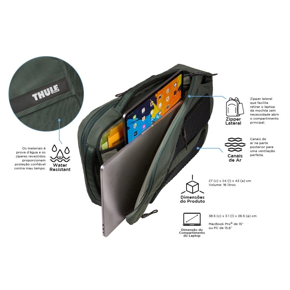 THULE(スーリー) Suree 3204491 Paramount Convertible Backpack, Capacity: 3.6 gal (16 L), Can Store Laptops, Racing Green
