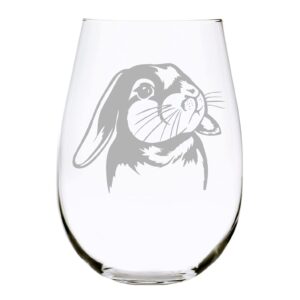 c & m personal gifts- easter bunny stemless wine glass, 17 oz. (b1)