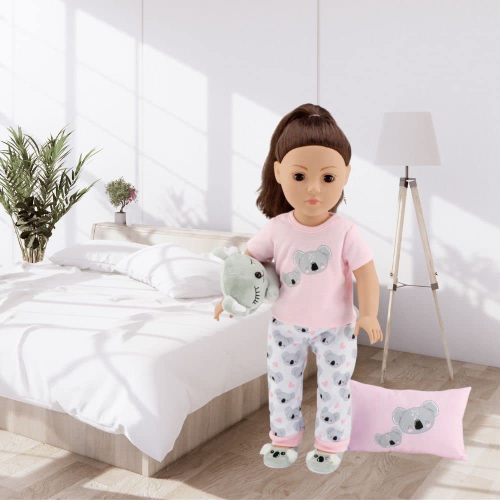 Emily Rose 18 Inch Doll Clothes & Accessories PJ Pajamas Outfit | Koala 18" Doll Pajama Gift Set with Doll Slippers, Pet Koala Toy and Doll Pillow Accessory!