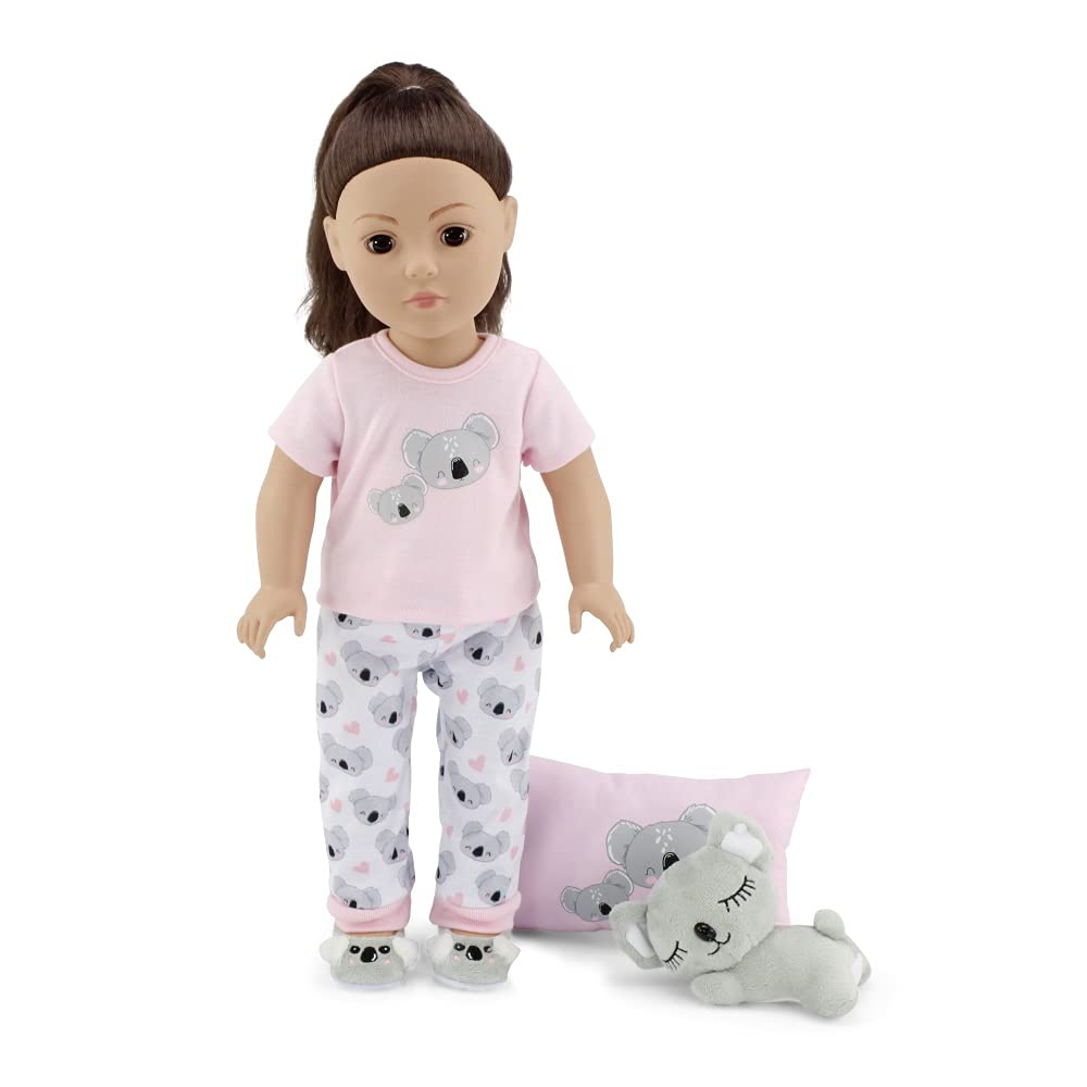 Emily Rose 18 Inch Doll Clothes & Accessories PJ Pajamas Outfit | Koala 18" Doll Pajama Gift Set with Doll Slippers, Pet Koala Toy and Doll Pillow Accessory!