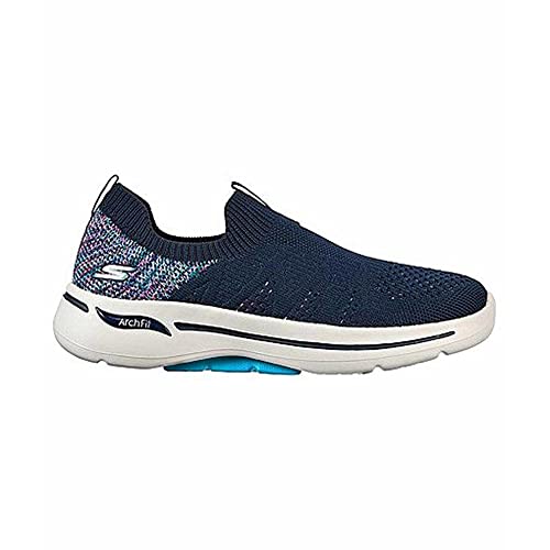 Skechers Women's Go Walk Arch Fit Fun Slip On Walking Shoe Navy 9.5 Medium US