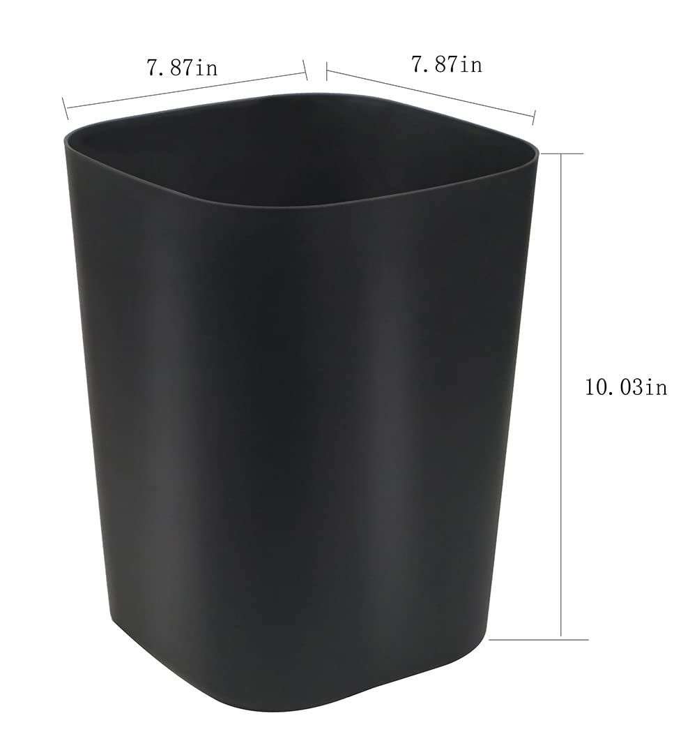 Besli 2 Gallon Small Trash Can Garbage Can Wastebasket for Bathroom Bedroom Kitchen Office (Black, 2 Pack)