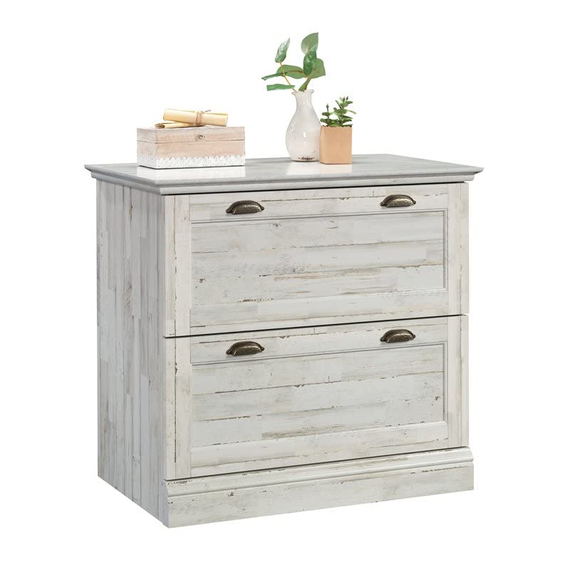 Sauder Barrister Lane 2-Drawer Lateral File Cabinet in White Plank, White Plank Finish