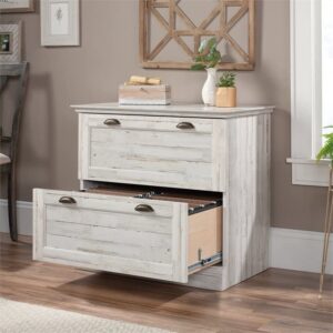 Sauder Barrister Lane 2-Drawer Lateral File Cabinet in White Plank, White Plank Finish