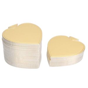 Yosoo Cake Base Board, 100PCS Heart-Shaped Mini Cake Boards Mousse Cardboard Cupcake Base Dessert Display Tray(Gold)