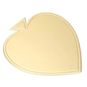 Yosoo Cake Base Board, 100PCS Heart-Shaped Mini Cake Boards Mousse Cardboard Cupcake Base Dessert Display Tray(Gold)