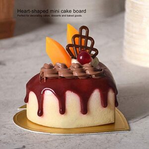 Yosoo Cake Base Board, 100PCS Heart-Shaped Mini Cake Boards Mousse Cardboard Cupcake Base Dessert Display Tray(Gold)