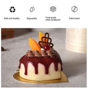 Yosoo Cake Base Board, 100PCS Heart-Shaped Mini Cake Boards Mousse Cardboard Cupcake Base Dessert Display Tray(Gold)