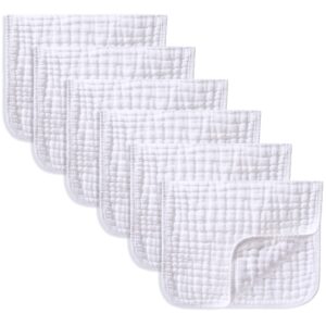 yoofoss muslin burp cloths 6 pack baby washcloths large 20''x10'' 100% cotton 6 layers super soft and absorbent - white