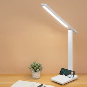 iqeer cordless led desk lamp for home office, 4000mah rechargeable battery operated table lamps,eye-caring reading lamp for students, 3 lighting modes & brightness dimmer light for kids study