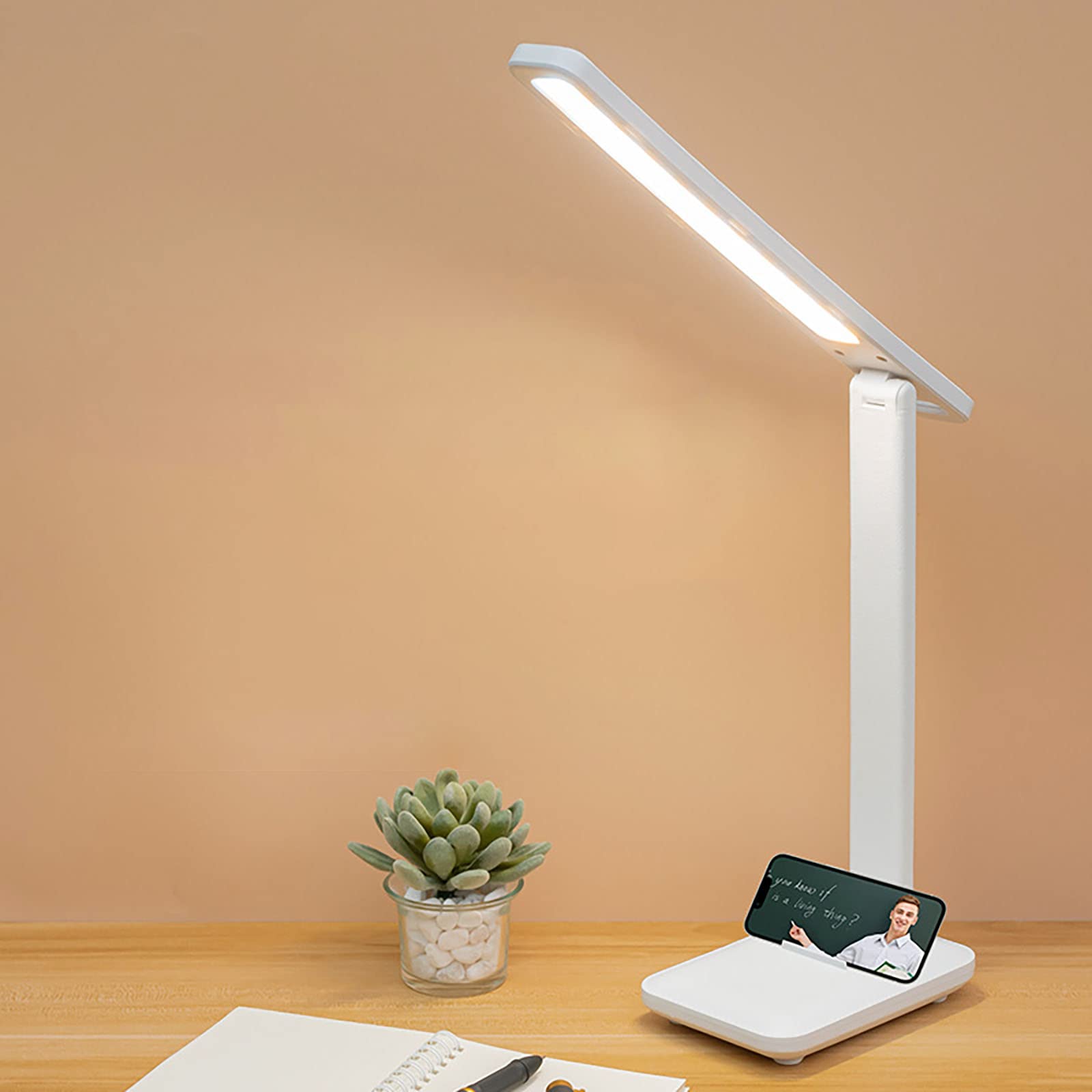 IQeer Cordless LED Desk Lamp for Home Office, 4000mAh Rechargeable Battery Operated Table Lamps,Eye-Caring Reading Lamp for Students, 3 Lighting Modes & Brightness Dimmer Light for Kids Study